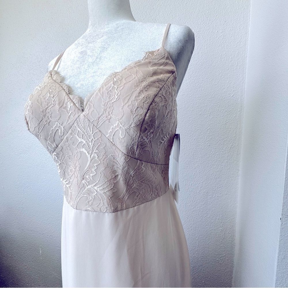 Hayley Paige Cream Formal Dress Chiffon Lace SZ 10 NWT - Picture 3 of 15
